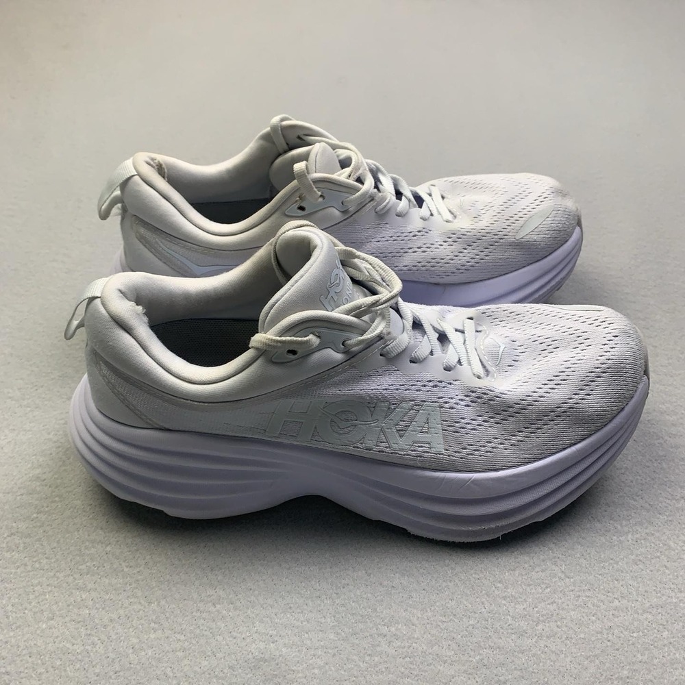 Hoka One One Bondi 8 Shoes Womens Size 8 White Running Sneakers 1127952 WWH